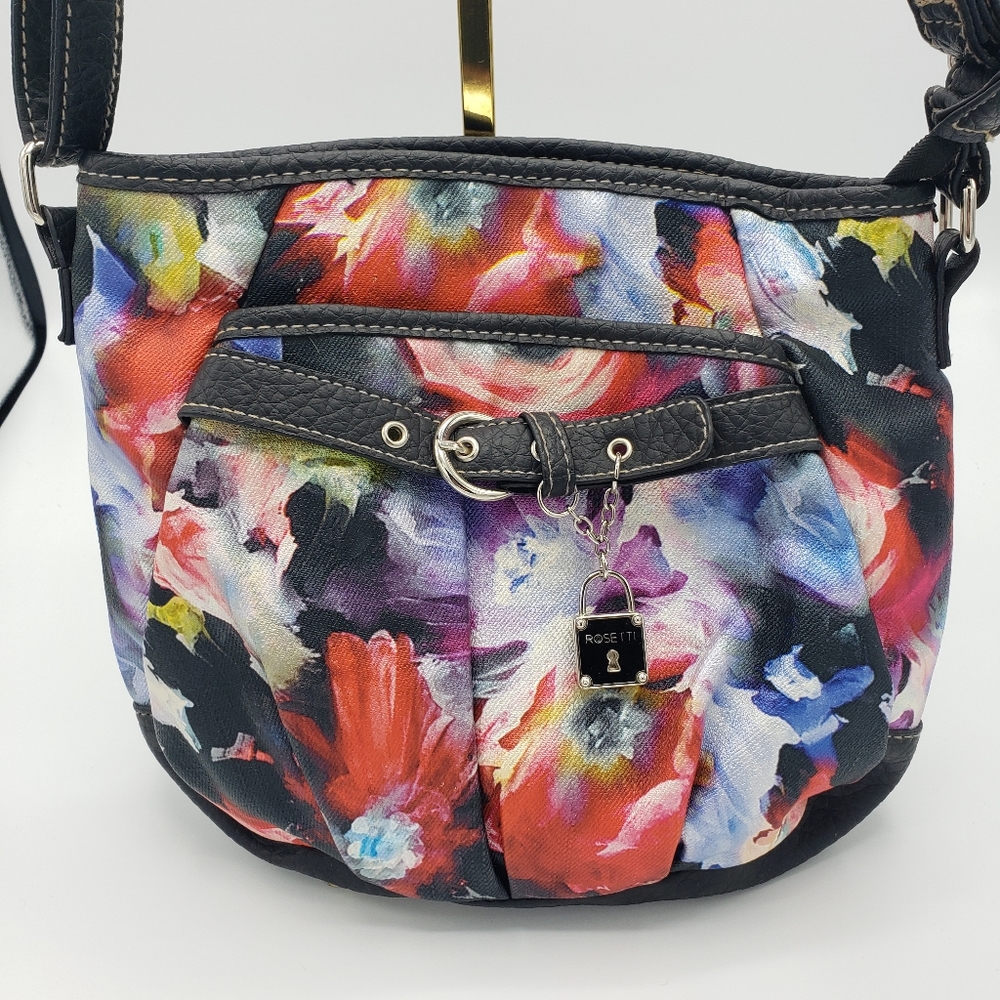 VINTAGE ROSETTI ABSTRACT FLORAL CROSSBODY - Picture 2 of 3